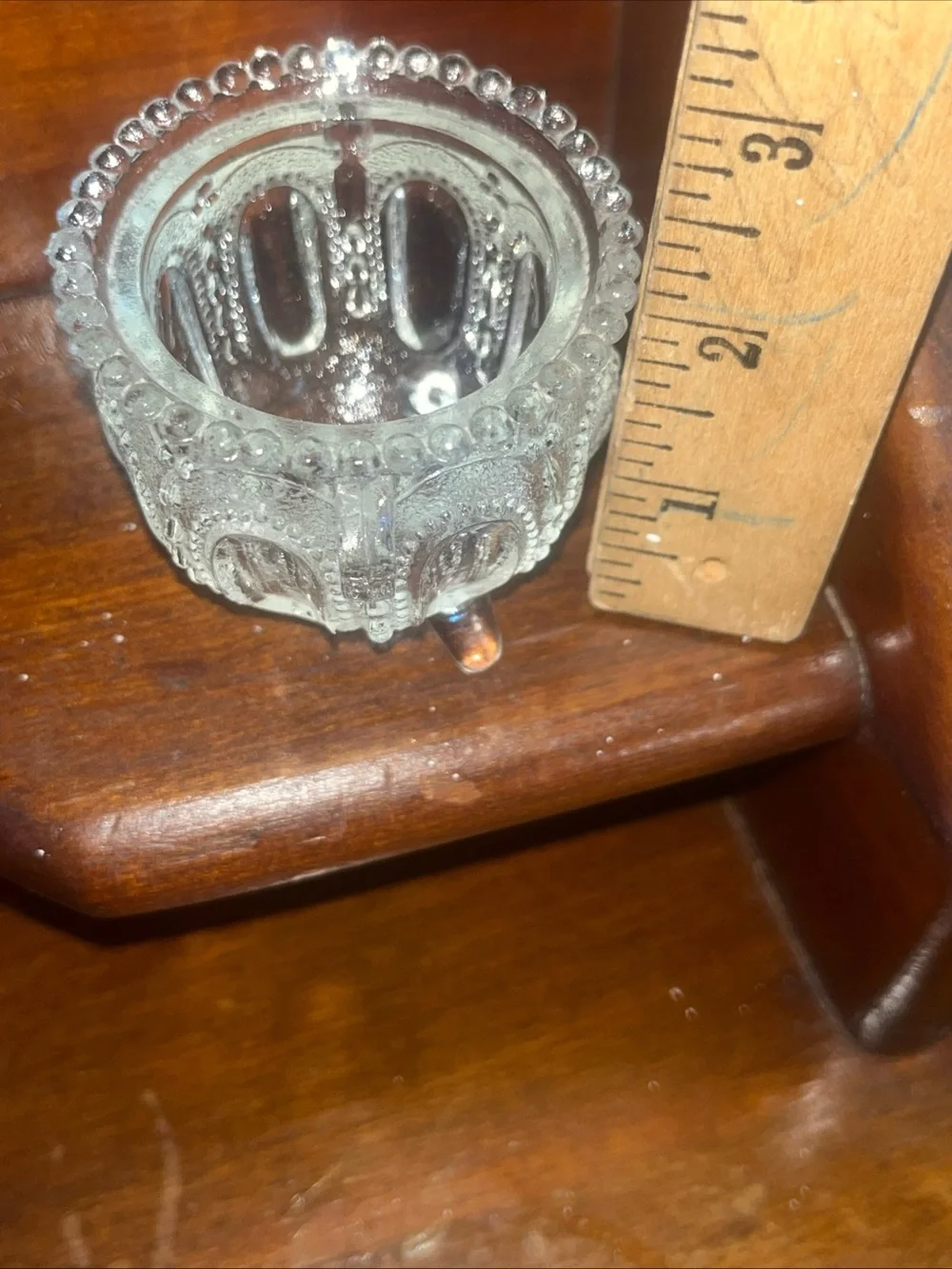 Vintage Crystal Glass Gypsy Footed Pot Toothpick Jewelry Holder Decor